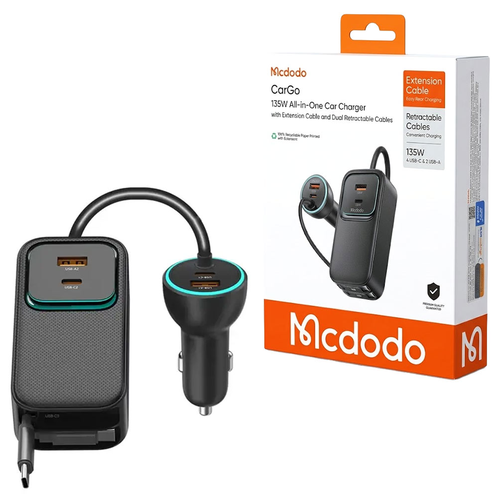 شارژر فندکی مکدودو مدل MCDODO CC-2131 CarGo 135W مشکی