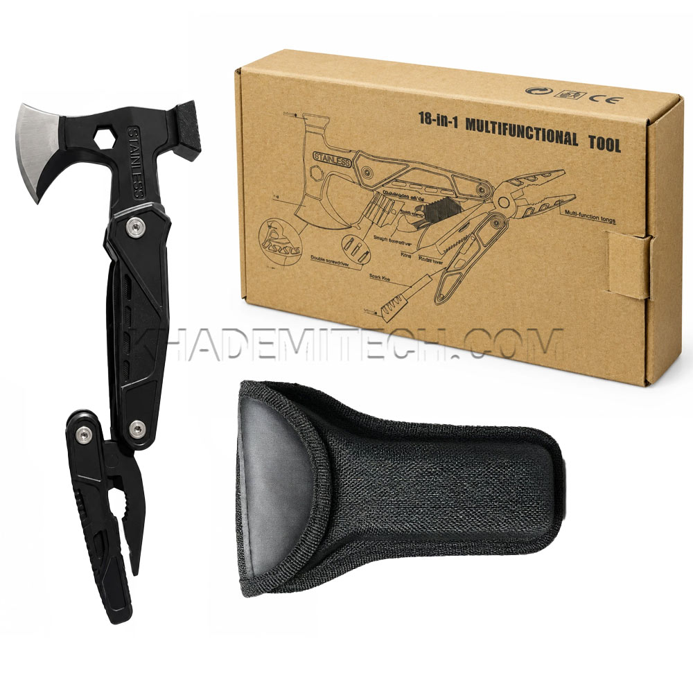 چکش ۱۸ کاره کمپینگ و مدل Multifunctional Tool به همراه کیف