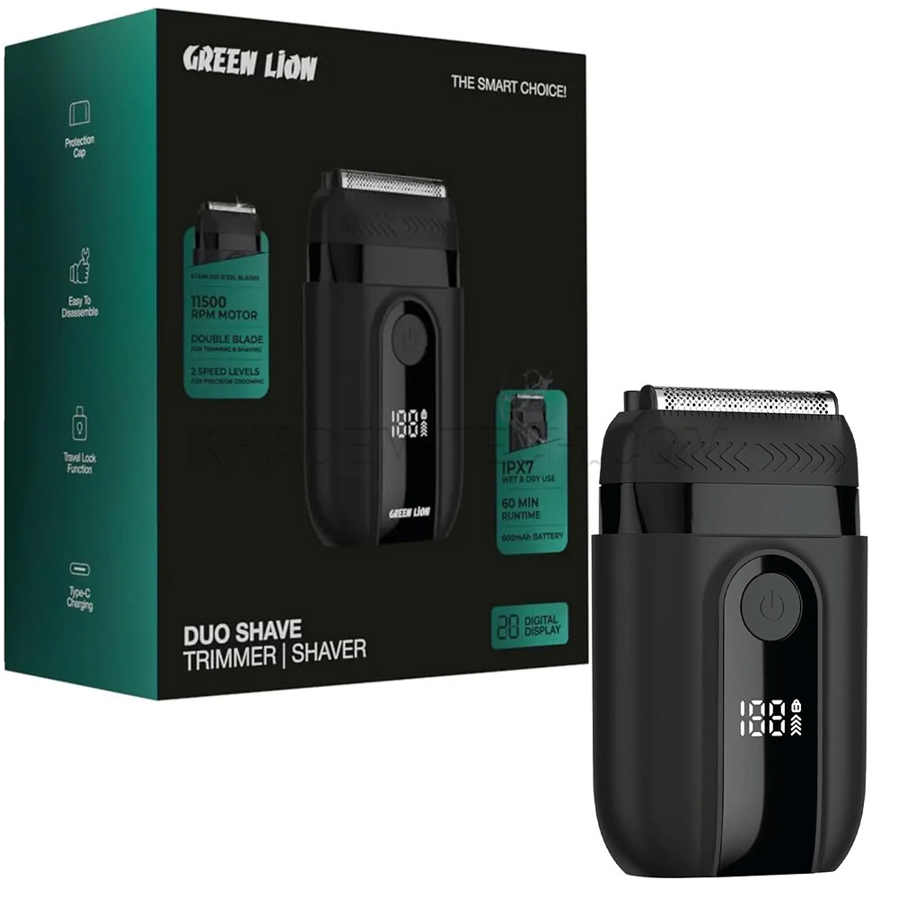 ماشین اصلاح شارژی گرین لاین مدل GREENLION Duo SHAVER GNDUO55SHVBK GL-TM55