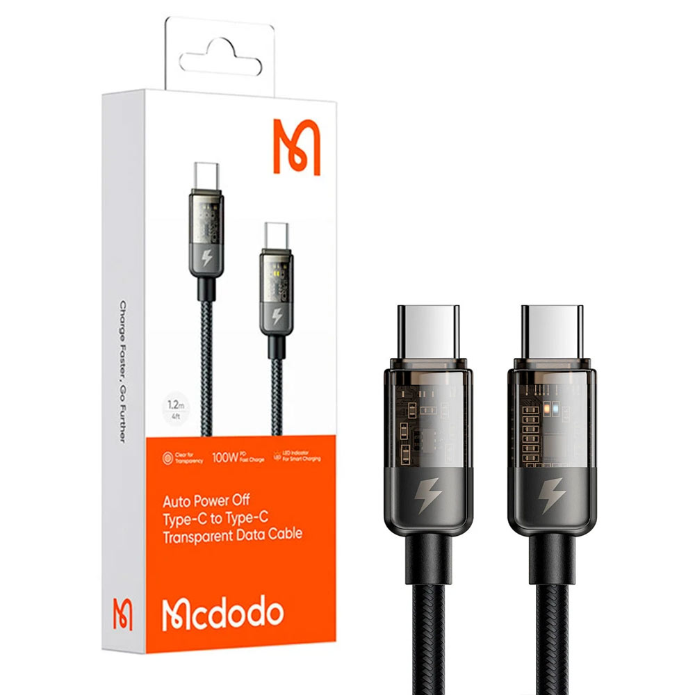 کابل شارژ دو سر تایپ سی مکدودو مدل MCDODO CA-2841 USB-C to USB-C 100W مشکی طول 1.8 متر