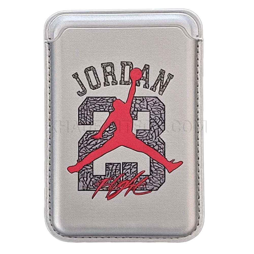 جا کارتی مگ سیف دار مدل WALLET MAGSAFE چرم نقره ای مدل JORDAN23