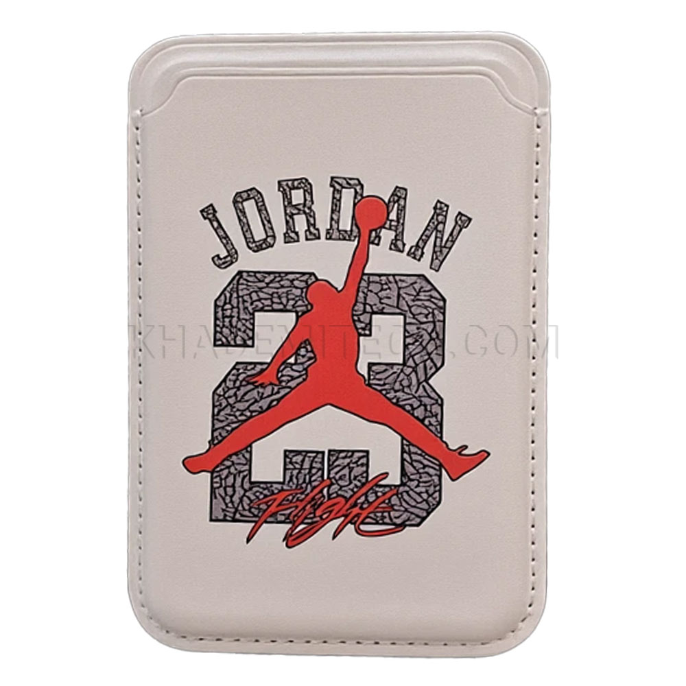 جا کارتی مگ سیف دار مدل WALLET MAGSAFE چرم سفید مدل JORDAN23