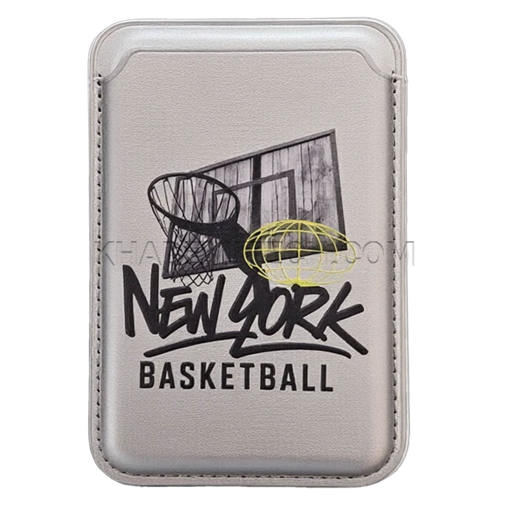 جا کارتی مگ سیف دار مدل WALLET MAGSAFE چرم نقره ای مدل NEWYORK