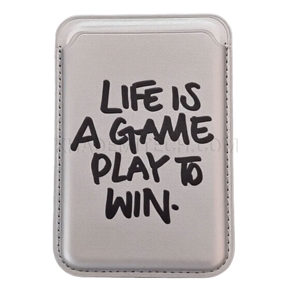 جا کارتی مگ سیف دار مدل WALLET MAGSAFE چرم نقره ای مدل LIFE
