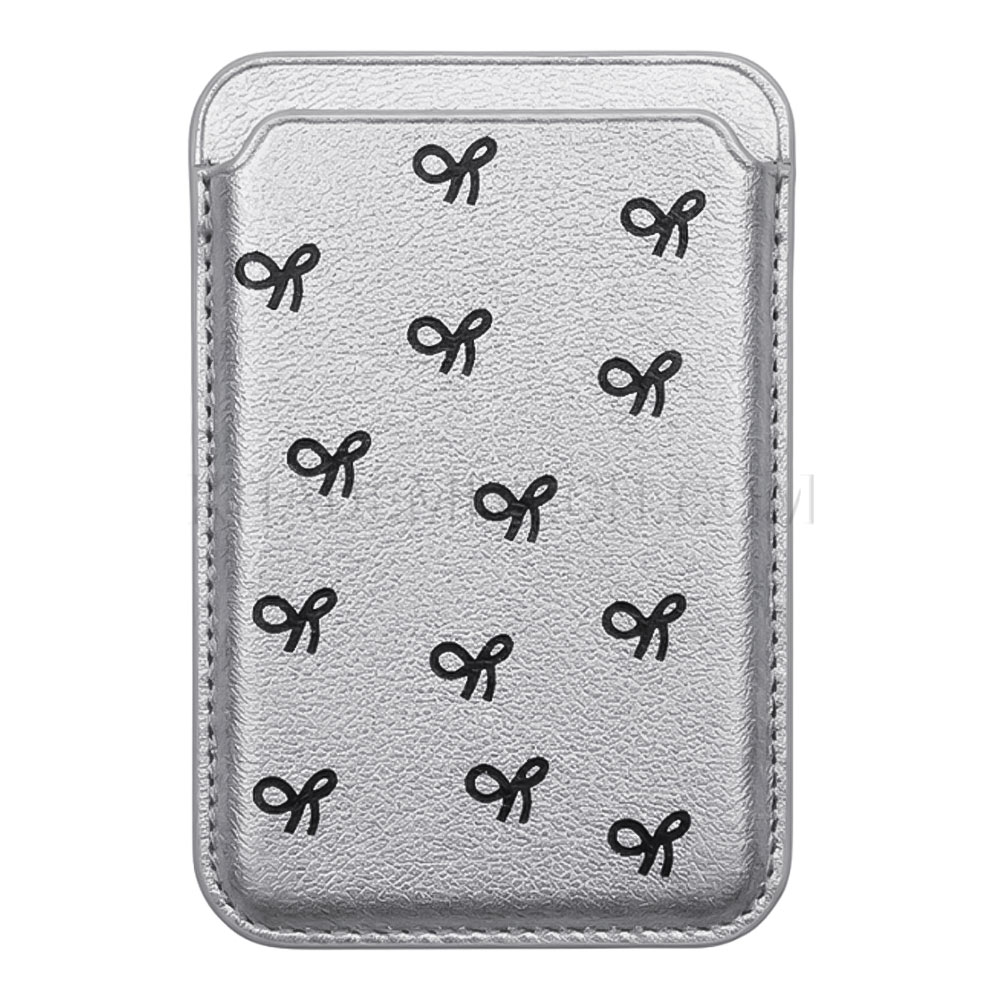 جا کارتی مگ سیف دار مدل WALLET MAGSAFE چرم طرح پاپیون نقره ای