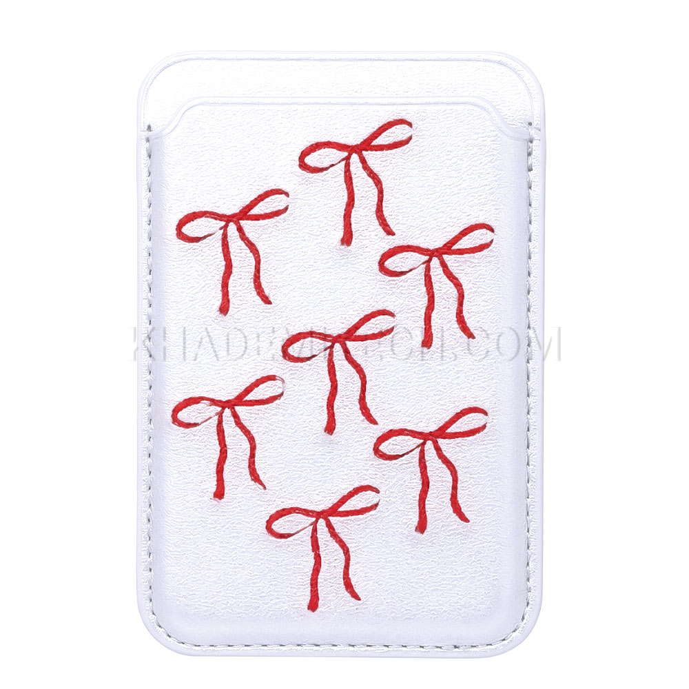 جا کارتی مگ سیف دار مدل WALLET MAGSAFE چرم طرح پاپیون سفید