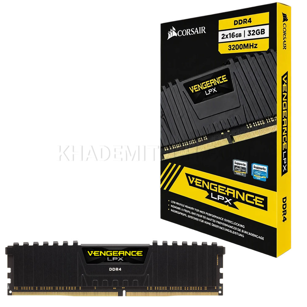 رم دسکتاپ DDR4 دو کاناله کورسیر مدل CORSAIR VENGEANCE LPX 3200MHz DUAL CL16 32GB