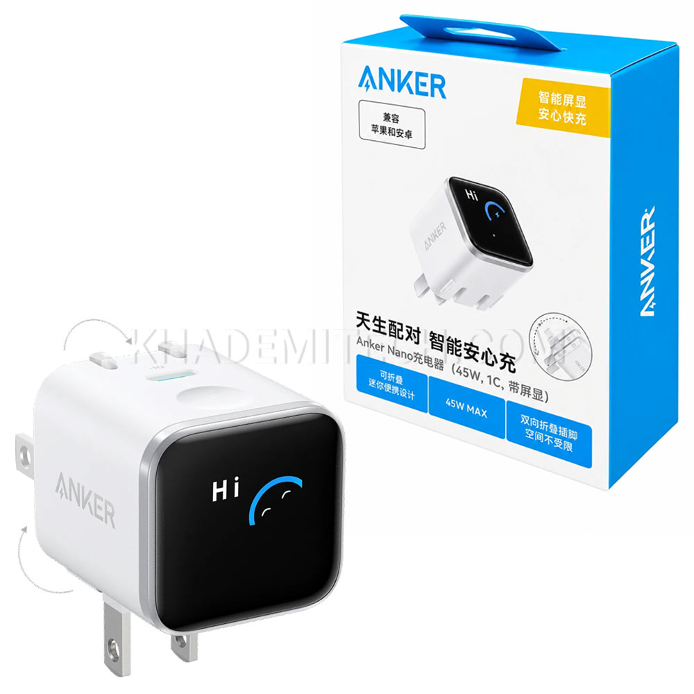 کلگی شارژر انکر مدل ANKER A121DP22 45W 2-Pin سفید