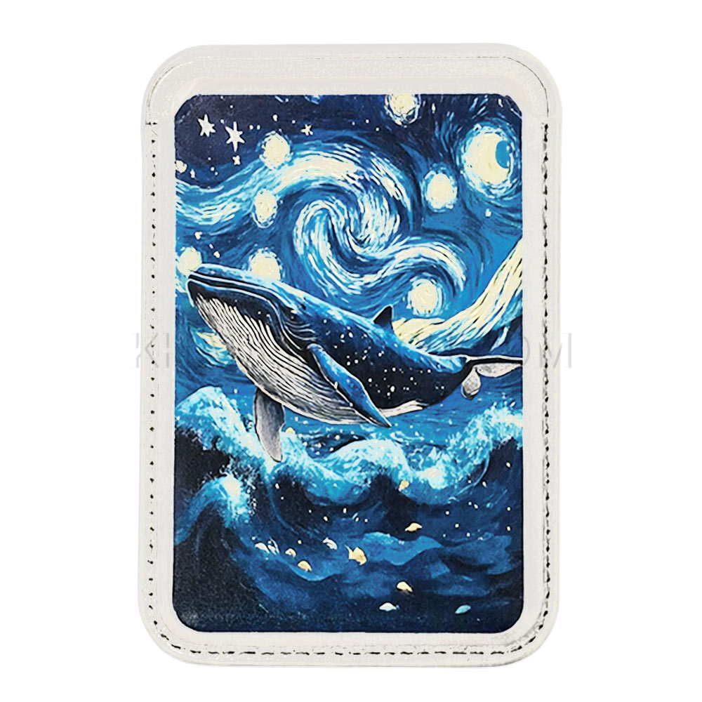 جا کارتی مگ سیف دار مدل WALLET MAGSAFE چرم طرح وال کهکشان سفید