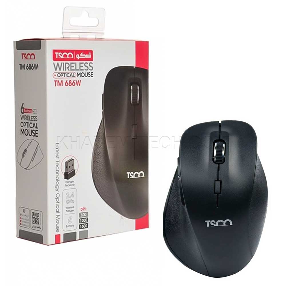 ماوس بی سیم تسکو مدل TSCO TM686W مشکی