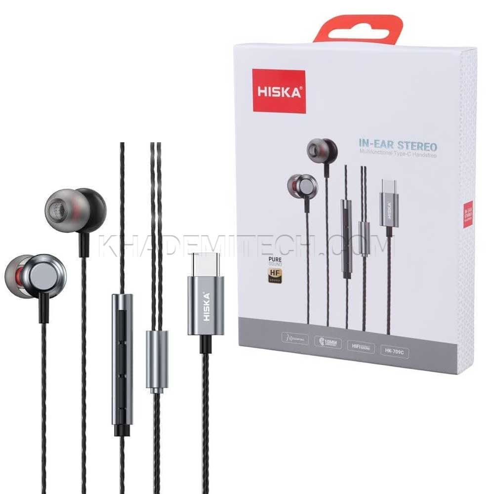 هندزفری سیم دار تایپ سی هیسکا مدل HISKA HK-709C طوسی