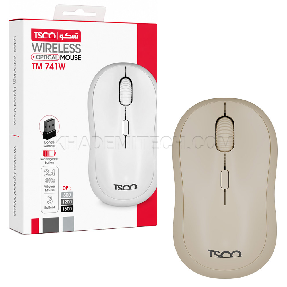 ماوس بی سیم تسکو مدل TSCO TM 741W کرم