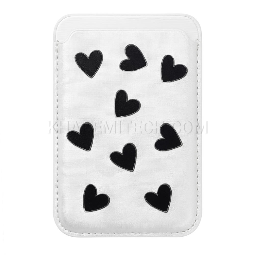 جا کارتی مگ سیف دار مدل WALLET MAGSAFE چرم طرح تدی سفید
