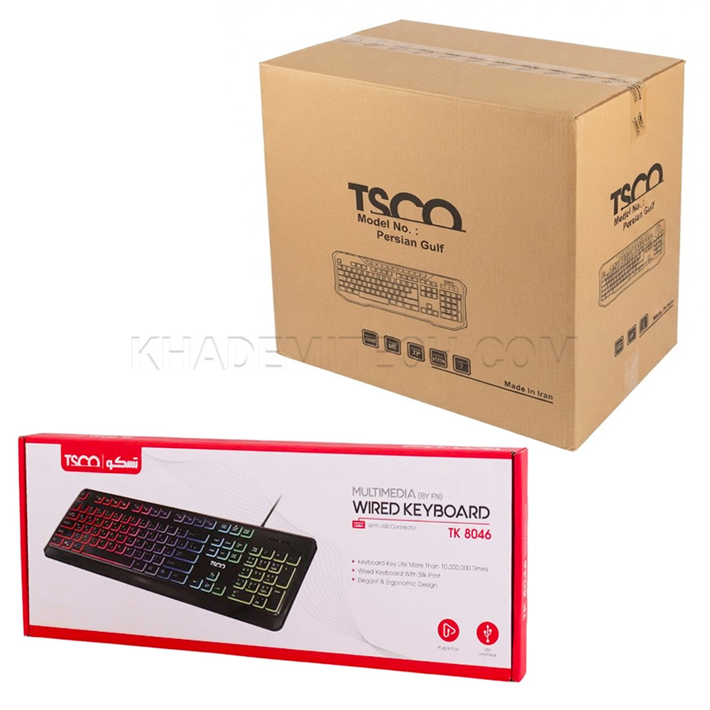 بسته 20 عددی کیبورد سیم دار گیمینگ تسکو مدل TSCO TK 8046 (۱۹ عدد + ۱ عدد هدیه)