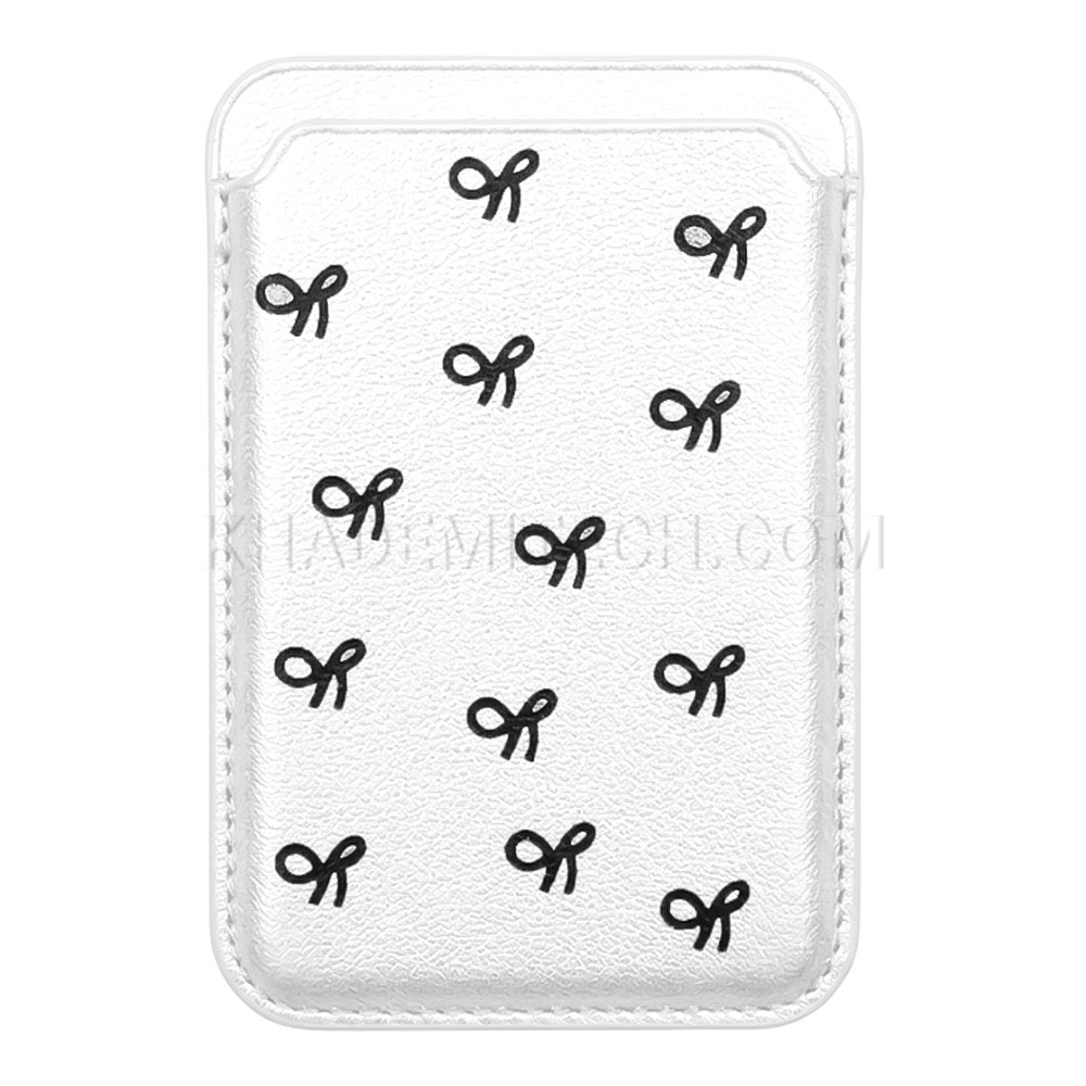 جا کارتی مگ سیف دار مدل WALLET MAGSAFE چرم طرح پاپیون سفید