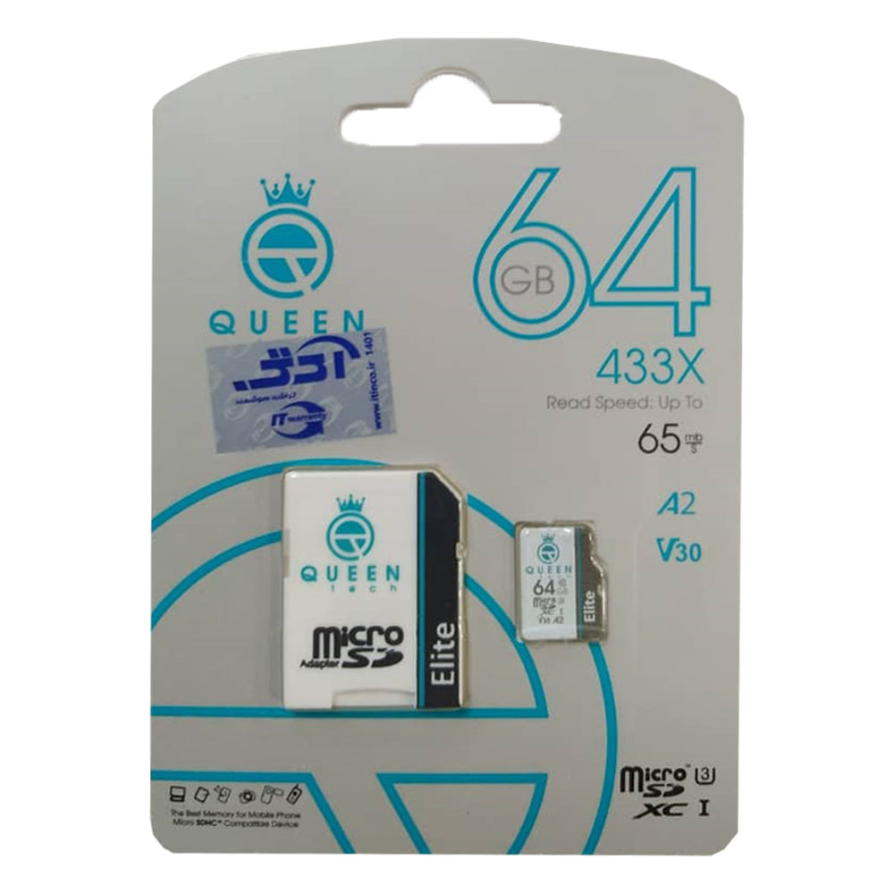 رم میکرو QUEENTECH U3 65MB 64G گارانتی مادام العمر