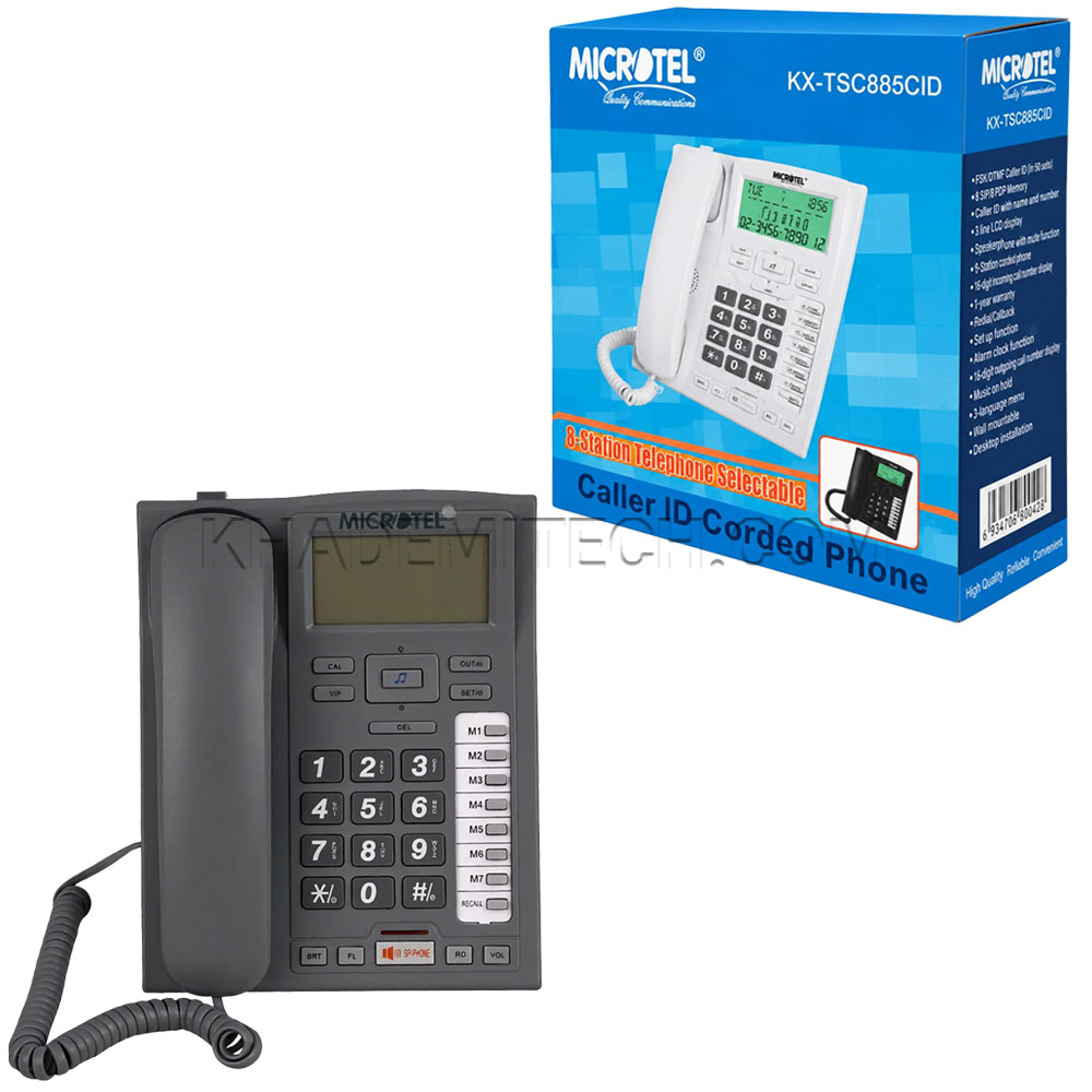تلفن رومیزی میکروتل مدل MICROTELL TSC885CID طوسی