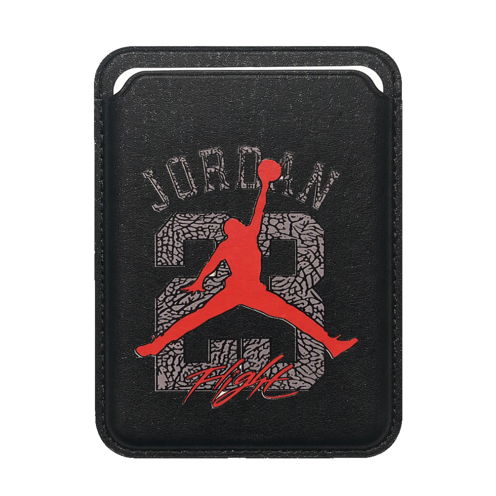 جا کارتی مگ سیف دار مدل WALLET MAGSAFE JORDAN23 چرم مشکی