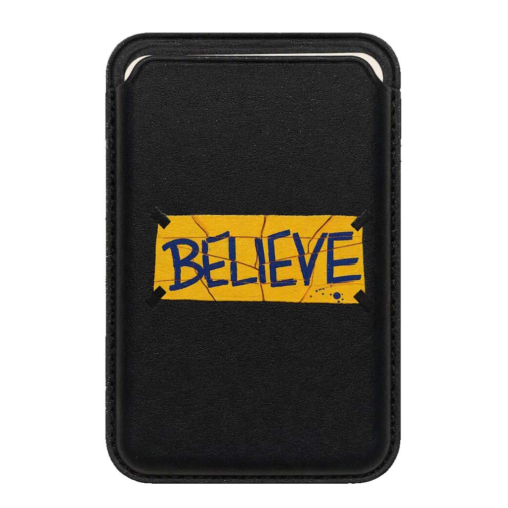جا کارتی مگ سیف دار مدل WALLET MAGSAFE BELIEVE چرم مشکی