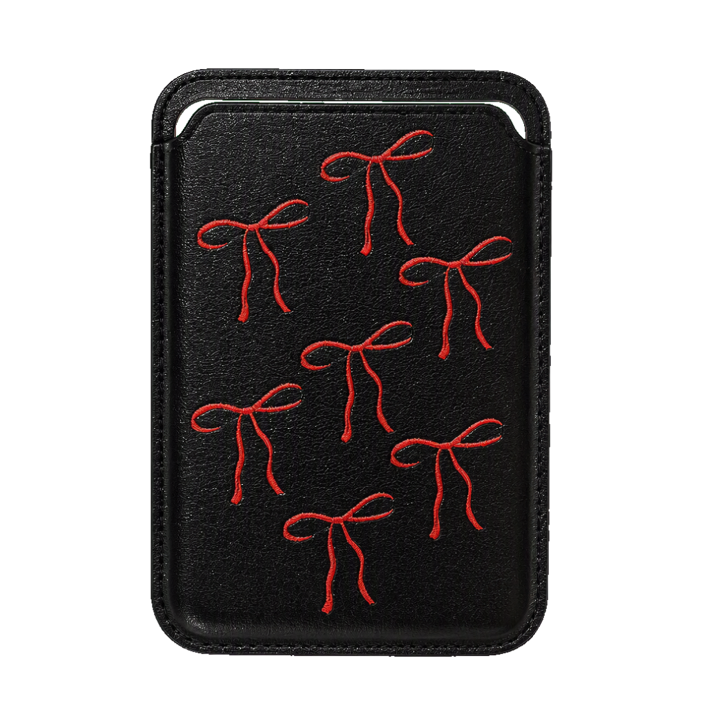 جا کارتی مگ سیف دار مدل WALLET MAGSAFE7 طرح پاپیون چرم مشکی