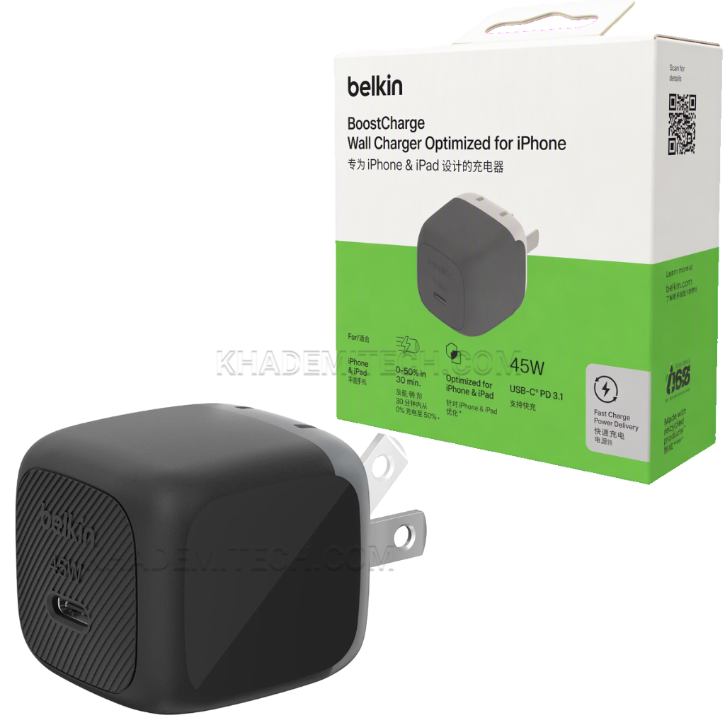 کلگی شارژر بلکین مدل BELKIN WCA13YZ 45W 2PIN مشکی