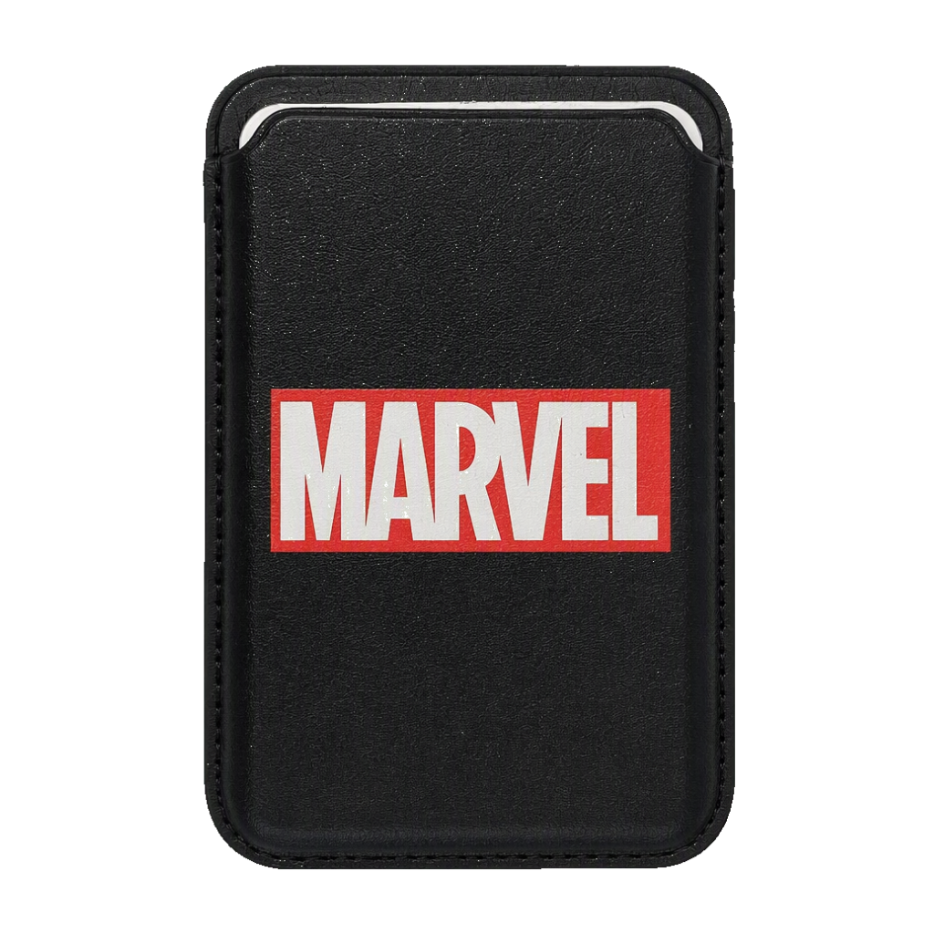 جا کارتی مگ سیف دار مدل WALLET MAGSAFE MARVEL چرم مشکی