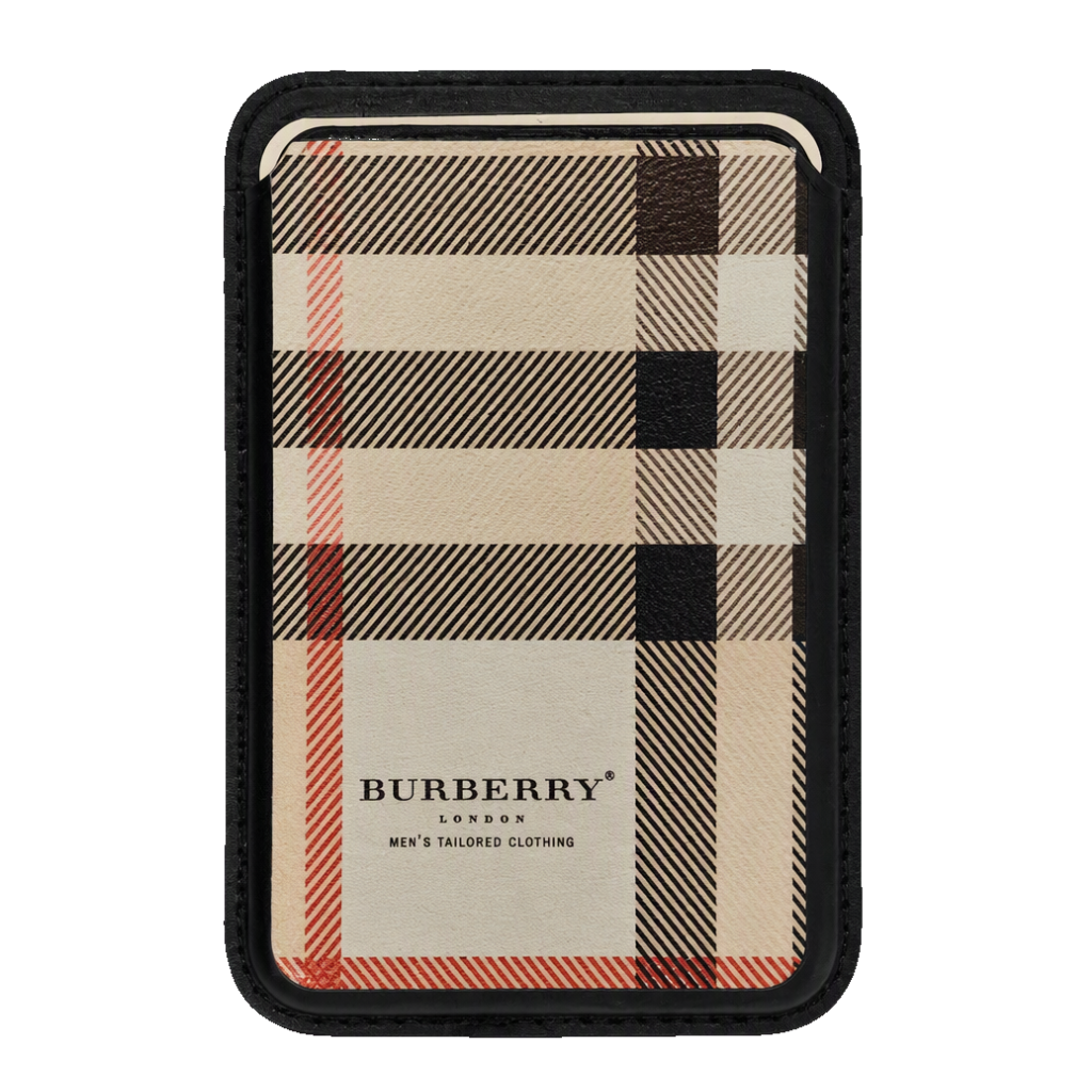 جا کارتی مگ سیف دار مدل WALLET MAGSAFE BURBERRY2 چرم مشکی