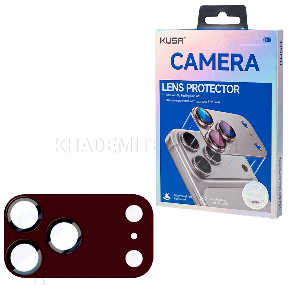 محافظ لنز فول آیفون مدل KUSA IPHONE 18 PRO شرابی